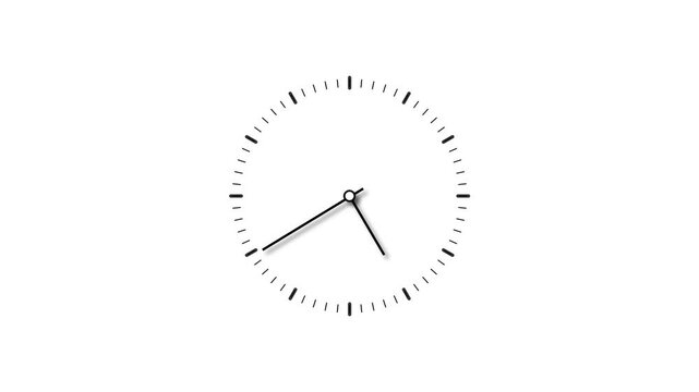 Analog Clock Counting Down 12 Hours Day Fast Speed. Digital Clock icon concept background 4K Animation.