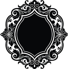 Antique Frame Silhouette Vector | Vintage Border Design in Classic Black Style
