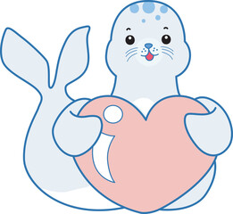 Cute Seal vector icon. Funny baby Seal animal series stock illustration. Life of fluffy Seal designs.