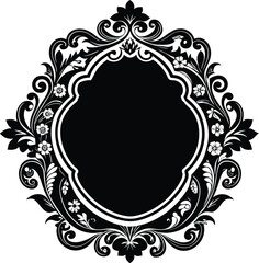 Antique Frame Silhouette Vector | Vintage Border Design in Classic Black Style