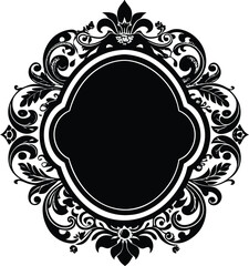 Antique Frame Silhouette Vector | Vintage Border Design in Classic Black Style