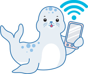 Cute Seal vector icon. Funny baby Seal animal series stock illustration. Life of fluffy Seal designs.