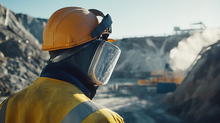 Technician inspecting air filtration systems in lithium extraction mining facility. Featuring air filtration inspection