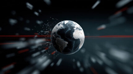 digital globe glitching on futuristic screen, showcasing global data connections