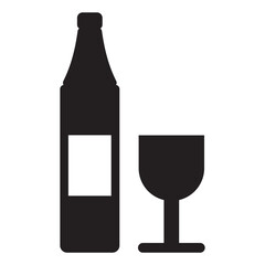 wine bottles and glasses icon on white background.