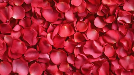 Vibrant Red Rose Petals Scattered in a Beautiful Texture Background