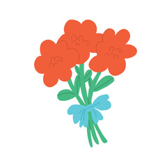 Vector illustration of a bright bouquet of flowers with red petals