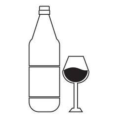 wine bottles and glasses icon on white background.