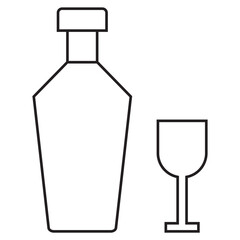 wine bottles and glasses icon on white background.