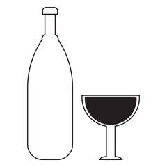 wine bottles and glasses icon on white background.