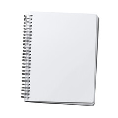Spiral notebook mockup with blank white cover isolated on transparent background