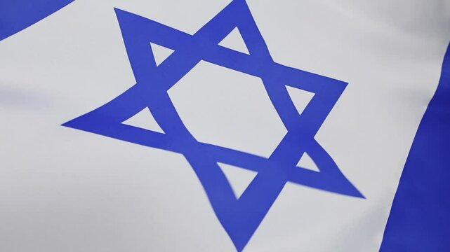 Textile flag of Israel, closeup