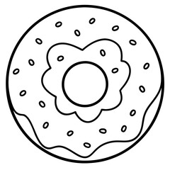 Minimalist Donut with Heart Sprinkles Line Art