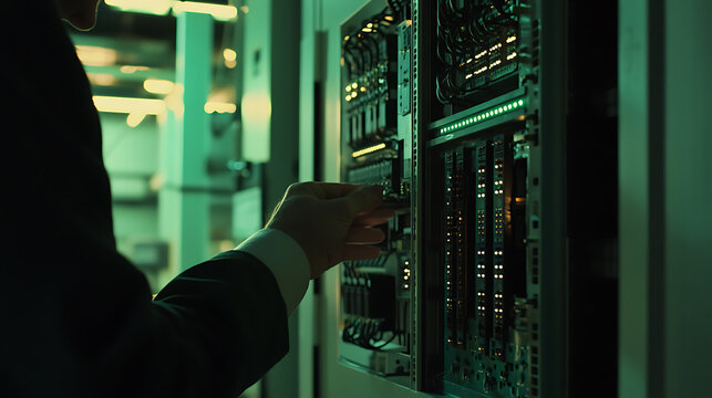 Technician inspecting electrical systems in lithium processing plant. Featuring system inspection