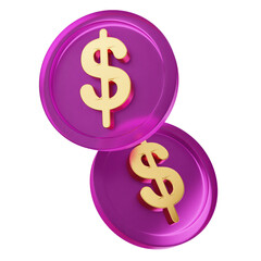 3d money coins dollar payment finance business icon