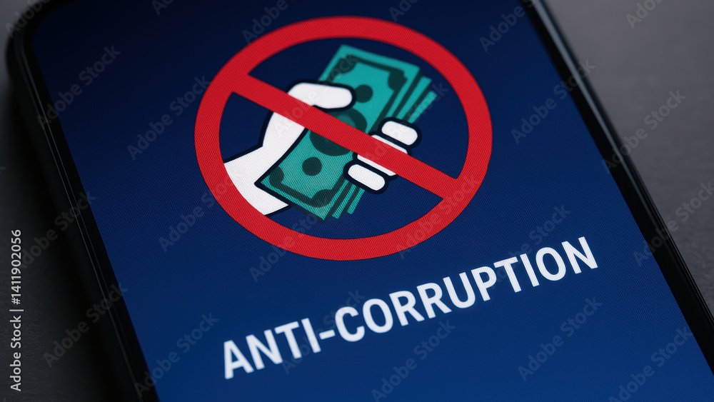 Poster stop corruption with strong message against bribery and unethical practices promoting integrity and 