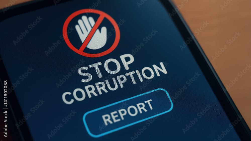 Poster stop corruption with this digital message urging action against unethical practices. take stand and 