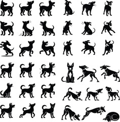 Dog Silhouette Set | Pet Animal Vector Collection Silhouettes of Dogs | Puppy, Pet, and Breed Vector Art