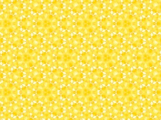 黄色とオレンジの繊細で抽象的なモザイク～万華鏡を連想させる神秘的な幾何学模様　1