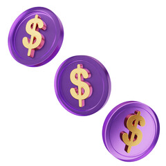 3d money coins dollar payment finance business icon