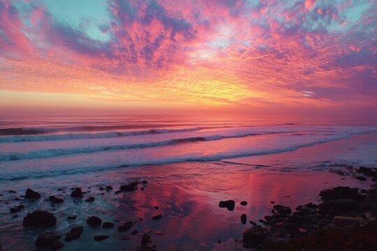 Vibrant sunset over ocean