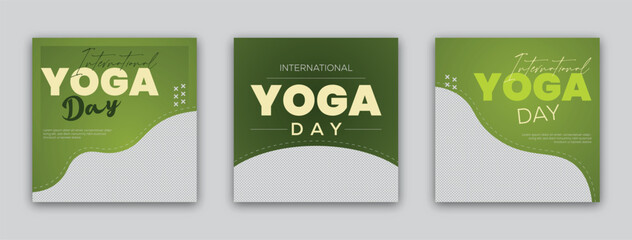 International Yoga Day Celebration social media post template design. Set of web banner, flyer or poster for yoga. Digital advertising banner promotion, modern and minimal template on yoga relaxation
