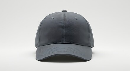 Fototapeta premium Solid Gray Baseball Cap, Clean Front View on White Background.