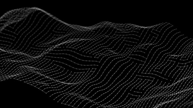 Dynamic wave. Digital technology background. Big data visualization. Science background. 3d rendering. Seamless loop. 4k	