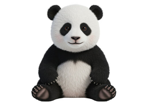 A cute panda bear sitting on a transparent background