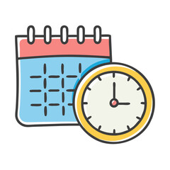 clock with calendar icon, clock with calendar vector illustration-simple illustration of clock with calendar, perfect for clock with calendar logos and icons