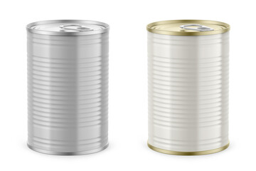 Metallic Tin Can Mockup 3D Rendering Isolated Background