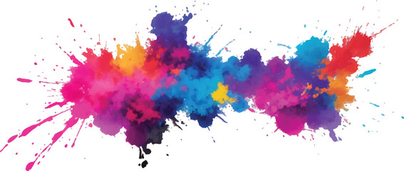 "Colorful Watercolor Stain and Splash: Vibrant Brush Strokes and Aquarelle Details in Dynamic Rainbow Hues Against a Clean White Canvas, Offering a Bold and Trendy Design Perfect for Modern Spaces"
