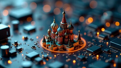 Miniature Saint Basil's Cathedral On Circuit Board