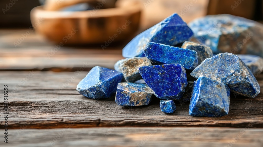 Poster lapis lazuli gems with intricate natural texture, sparkling in soft diffused lighting