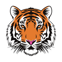 Naklejka premium Tiger face illustration in Orange and Black with stripes