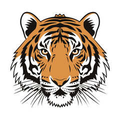 Fototapeta premium Tiger face illustration in Orange and Black with stripes