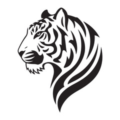 Obraz premium Tiger head roaring - Black and white vector illustration
