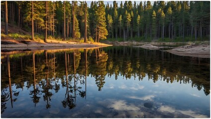 reflection of trees in the lake