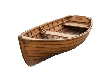 Obraz premium A wooden rowboat isolated against transparent background