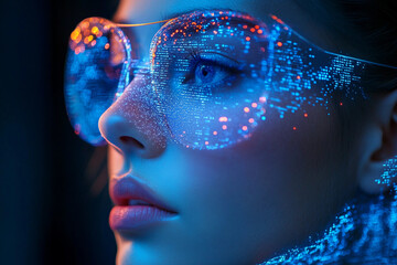 High-tech holographic human body representation futuristic medical identification data interface elements in generative AI