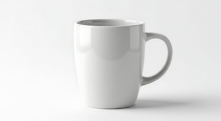 Fototapeta premium Simple White Ceramic Mug on Bright, Minimalist Background