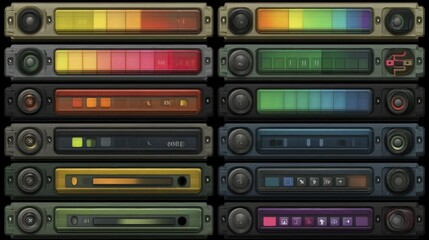 Obraz premium High-resolution image of various rectangular buttons for digital interface design - shadow interface keypad technology