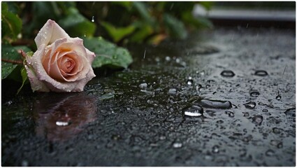 pink rose with water droplets