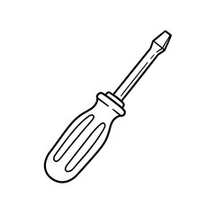 Fototapeta premium Simple Line Drawing of a Screwdriver Tool