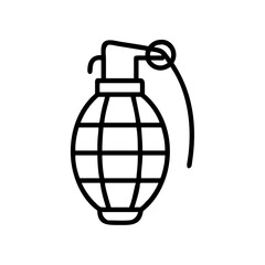 Fototapeta premium Hand grenade outline icon on a white background 