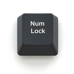 Single Black Num Lock Key on White Background