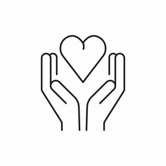 Obraz premium Hands holding heart care icon vector sign