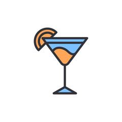 Cocktail colored icons, minimalist vector illustration ,simple transparent graphic element .Isolated on white background