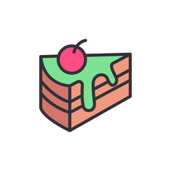 Sweet cake colored icons, minimalist vector illustration ,simple transparent graphic element .Isolated on white background