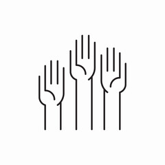 Raised hands volunteer community icon vector sign